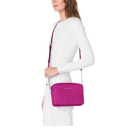 michael kors jet set crossbody purple|mk jet set saffiano crossbody.